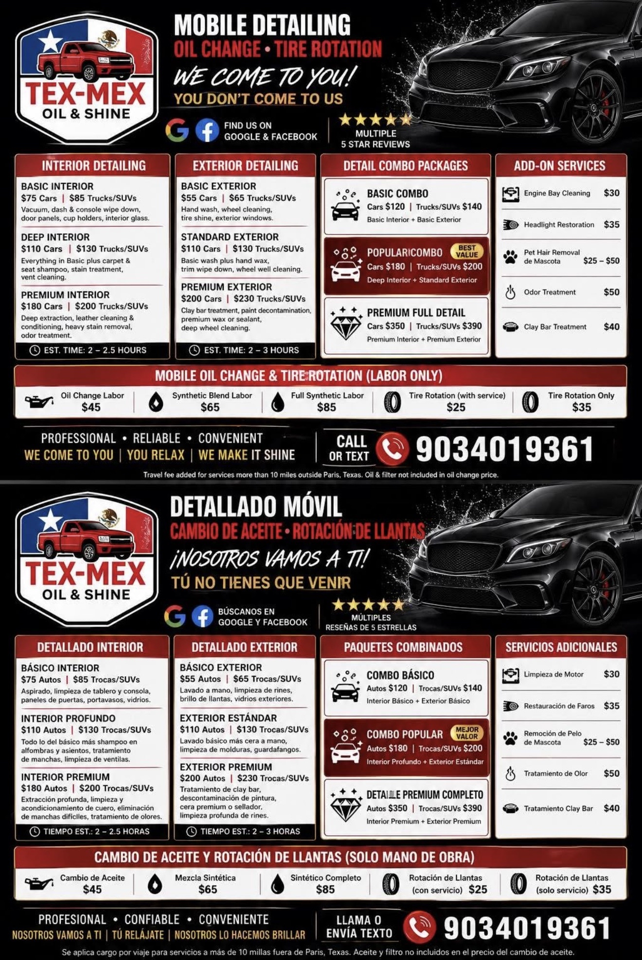 Tex-Mex Premium Pricing Sheet